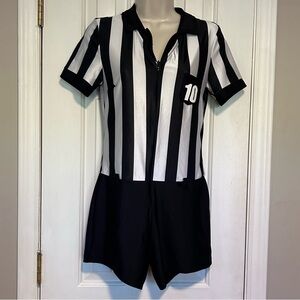 Referee Ladies Sexy Zip Front One Piece Costume | Size Medium Fits 6-8
